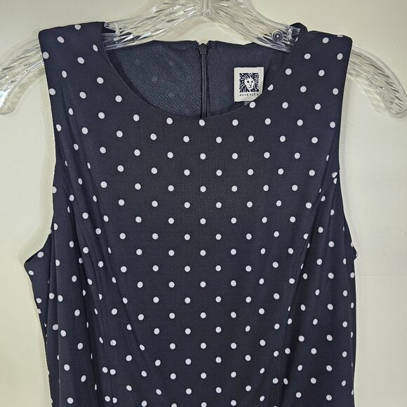 Anne Klein Polka Dot Sleeveless Jumpsuit Sz 6 Wide Leg Flowy Stretch Office - Picture 4 of 12